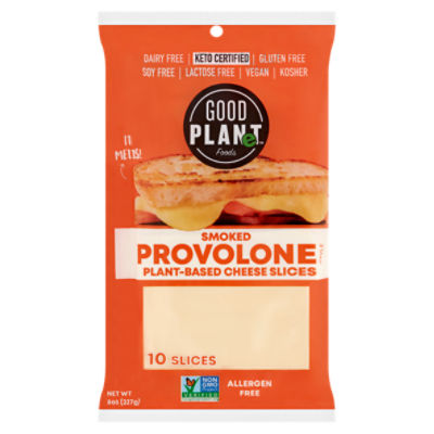 Good Planet Foods Smoked Provolone Style Plant-Based Cheese Slices, 10 count, 8 oz