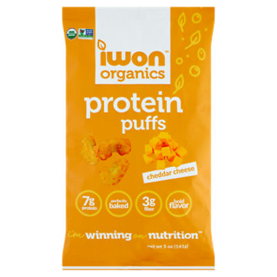 Iwon Organics Cheddar Cheese Protein Puffs, 5 oz