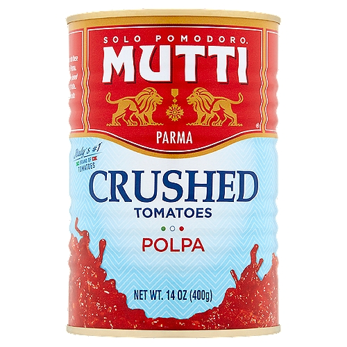 Mutti Crushed Tomatoes, 14 oz
Mutti Crushed Tomatoes (Polpa) are made with just two ingredients - sun-ripened 100% Italian tomatoes from the Emilia-Romagna region and a pinch of Mediterranean sea salt. Picked when perfectly ripe, cold crushed, and processed with our patented technique to capture the flavor of just-harvested tomatoes. So remarkably fresh, you can see and taste the difference. Excellent for a fast tomato sauce, gazpacho, or even bruschetta.