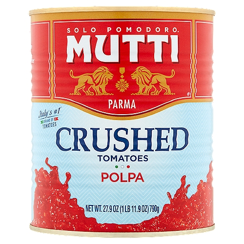 Mutti Polpa Crushed Tomatoes, 27.9 oz
Mutti Crushed Tomatoes (Polpa) are made with just two ingredients - sun-ripened 100% Italian tomatoes from the Emilia-Romagna region and a pinch of Mediterranean sea salt. Picked when perfectly ripe, cold crushed, and processed with our patented technique to capture the flavor of just-harvested tomatoes. So remarkably fresh, you can see and taste the difference. Excellent for a fast tomato sauce, gazpacho, or even bruschetta.