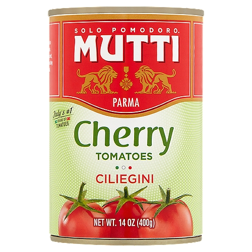 Mutti Ciliegini Cherry Tomatoes, 14 oz
Mutti Cherry Tomatoes (Ciliegini) are grown in the warm and sunny regions of Puglia and Campania. Sun-ripened, they are fragrant, sweet, and succulent. Nothing is added to these delicious tomatoes. Look for that familiar "pop" when you eat one! Our Cherry Tomatoes provide a consistently great taste all year long and are perfect for roasting with fish, skewering with fresh mozzarella, or even in a pasta salad.