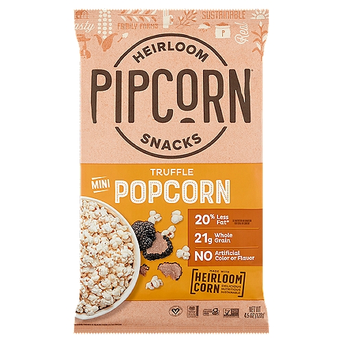 PIPCORN MINI POPCORN, TRUFFLE, NO ARTIFICAL ANYTHING, 4.5 OUNCE.