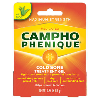 Campho Phenique Maximum Strength Medicated Cold Sore Treatment Gel, 0.23 oz