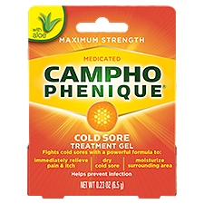 Campho Phenique Cold Sore Treatment Gel, Maximum Strength Medicated, 0.23 Ounce