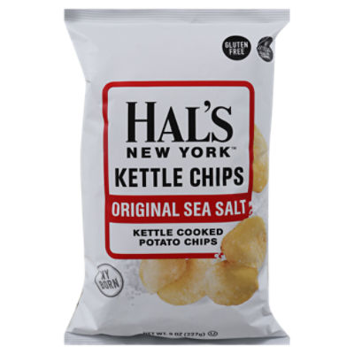 HAL'S NEW YORK KETTLE COOKED POTATO CHIPS ORIGINAL SEA SALT 8 OZ