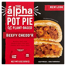 Alpha Foods Beefy Cheddar Pot Pie - 100% Plant-Based (Vegan), 6 Ounce