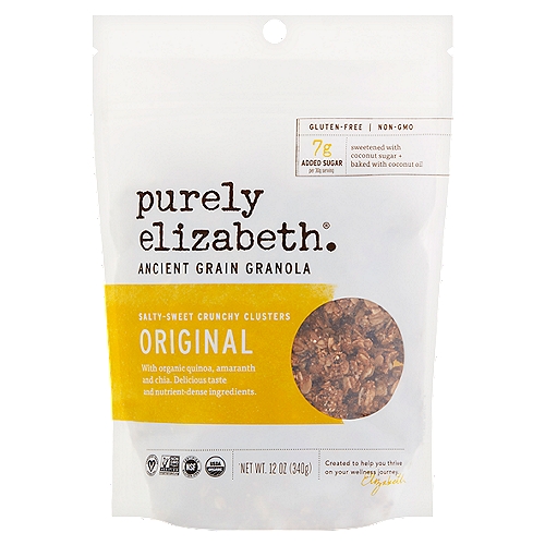 Purely Elizabeth Original Salty-Sweet Crunchy Clusters Ancient Grain Granola, 12 oz
Salty-Sweet Crunchy Clusters Original with Organic Quinoa, Amaranth and Chia. Delicious taste and nutrient-dense ingredients.
