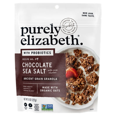 Purely Elizabeth Recipe No. 09 Chocolate Sea Salt with Cocoa Cluster Ancient Grain Granola, 8 oz