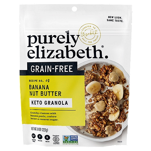 Purely Elizabeth Recipe No. 08 Grain-Free Banana Nut Butter Granola, 8 oz