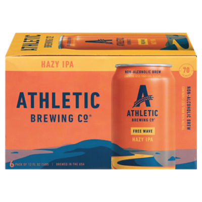 Athletic Brewing Co Free Wave Hazy IPA Non-Alcoholic Brew, 6 count, 12 fl oz