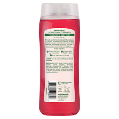 MKJ Brands Refreshing Pomegranate Mango Moisturizing Body Wash, 18 fl oz
