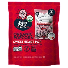 Lesser Evil Sweetheart Pop Organic Popcorn, 0.6 oz, 8 count