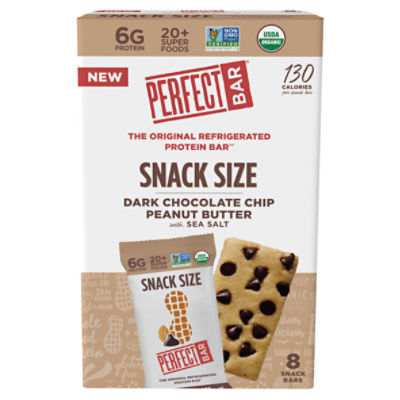 Perfect Bar Snack Size Refrigerated Protein Bar, Dark Chocolate Chip Peanut Butter, .88oz/ 8 CT