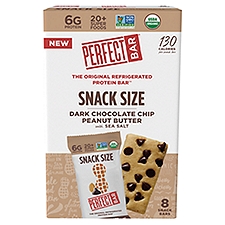 Perfect Bar Dark Chocolate Chip Peanut Butter with Sea Salt Protein Bar Snack Size, 0.88 oz, 8 count