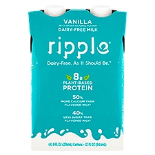Ripple Vanilla Dairy-Free Milk, 8 fl oz, 4 count