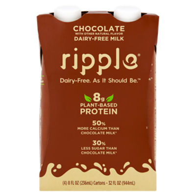 Ripple Chocolate DairyFree Milk, 8 fl oz, 4 count ShopRite