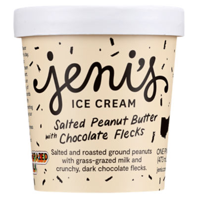 Jeni's Salted Peanut Butter with Chocolate Flecks Ice Cream, one pint