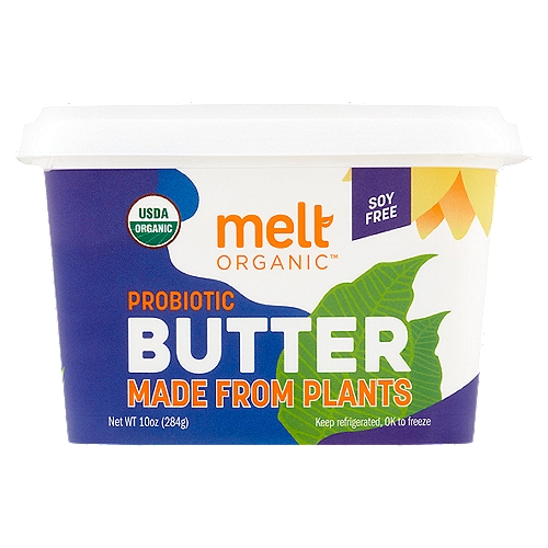 Melt Organic Probiotic Butter, 10 oz
Probiotic Spread
Sure it comes from plants, but there is nothing plant-based about the taste. Butter you can believe in - good for the planet, your food, and your gut. A single serving delivers over 500 million active cultures (*10X more effective than yogurt).
*In an independent lab study of a simulated gastric environment with a pH of 2.0 for two hours, Ganeden BC³⁰ cells were delivered 10X more effectively than common yogurt cultures.