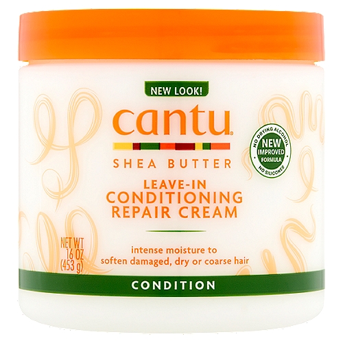 Cantu Shea Butter Leave-In Conditioning Repair Cream, 16 oz
Deeply penetrating conditioning treatment infused with shea butter and other natural oils to help promote strong, long healthy hair.

Benefits:
• Helps mend hair breakage
• Reduces split ends
• Smoothes & moisturizes

Good for Hair Types: Relaxed, Natural, Permed, Coarse Color Treated, Dry & Damaged