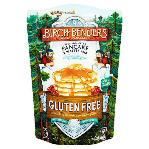Birch Benders Micro-Pancakery Gluten Free Pancake & Waffle Mix, 14 oz
Our Gluten Free pancakes are so good, you won't even miss the wheat! We start with a perfect blend of wheat-free flours, then add our signature Oregon hazelnut meal, resulting in, dare we say, pancake poetry. But don't take our word for it-the proof is in the pancake!