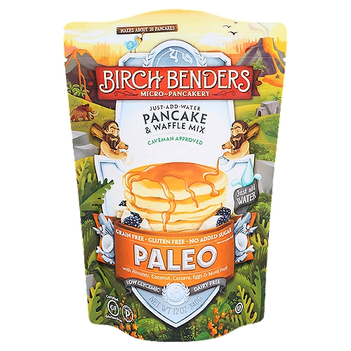 Birch Benders Paleo Pancake & Waffle Mix, 12 oz
Wild ingredients from around the globe make these the best pancakes a modern caveperson can have. We did the hunting and gathering for you. Enjoy!

Why Paleo? Before the culture of agriculture, our ancestors thrived on the earth's natural bounty. Return to mother nature's kitchen and discover the power of paleo with Birch Benders!