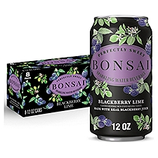 Bonsai Blackberry Lime Sweetened Sparkling Water, 12 fl oz cans, 8 pack
