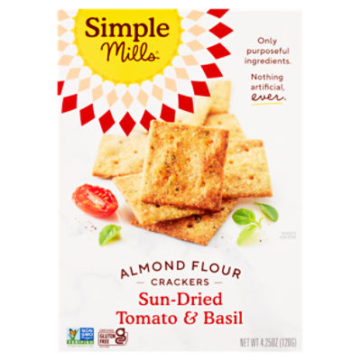 Simple Mills Sun-Dried Tomato & Basil Almond Flour Crackers, 4.25 oz