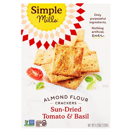 Simple Mills Sun-Dried Tomato & Basil Almond Flour Crackers, 4.25 oz