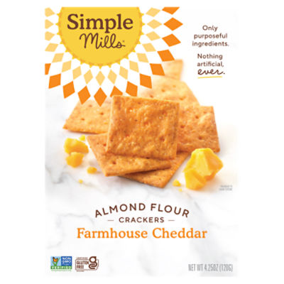 Simple Mills Farmhouse Cheddar Almond Flour Crackers, 4.25 oz
