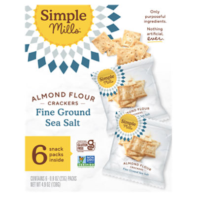 Simple Mills Fine Ground Sea Salt Almond Flour Crackers, 0.8 oz, 6