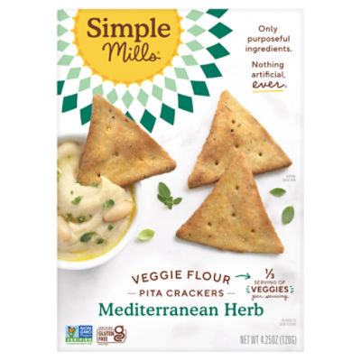 Simple Mills Mediterranean Herb Veggie Flour Pita Crackers, 4.25 oz