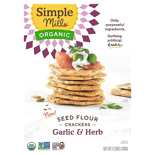 Simple Mills Organic Garlic & Herb Seed Flour Crackers, 4.25 oz