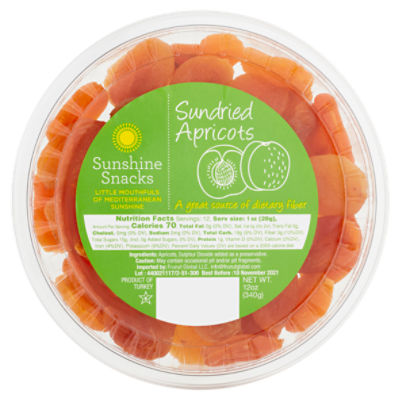 Sunshine Snacks Sundried Apricots, 12 oz