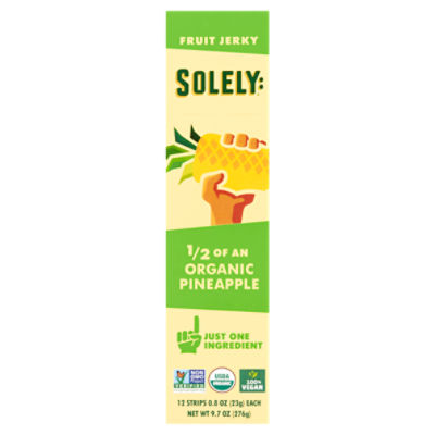 Solely Organic Pineapple Fruit Jerky, 0.8 oz, 12 count