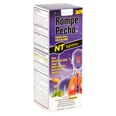 Rompe Pecho Nighttime Severe Cold & Flu Relief with Honey, 6 fl oz