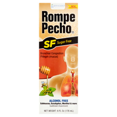 Efficient Rompe Pecho SF Sugar Free Honey Flavor Cough Syrup, 6 fl oz