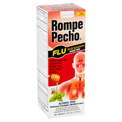 Efficient Rompe Pecho Honey Flavor Flu Multi Symptoms Sugar Free Liquid, 6 fl oz