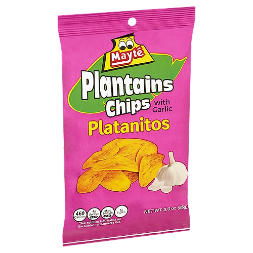 Mayté Plantains Chips with Garlic, 3.0 oz