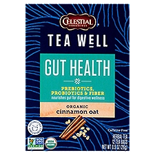 Celestial Seasonings Tea Well Gut Health Organic Cinnamon Oat Herbal, Tea Bags , 0.9 Ounce