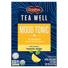 Celestial Seasonings TeaWell Mood Tonic Organic Lemon Mint, Herbal Supplement, 0.6 Ounce