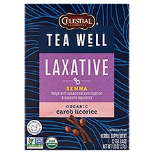 Celestial Seasonings TeaWell Laxative Organic Carob Licorice Herbal Supplement, 12 count, 1.0 oz