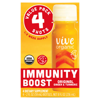 Vive Organic Immunity Boost Original Ginger & Turmeric Shot (2oz, 4 count)