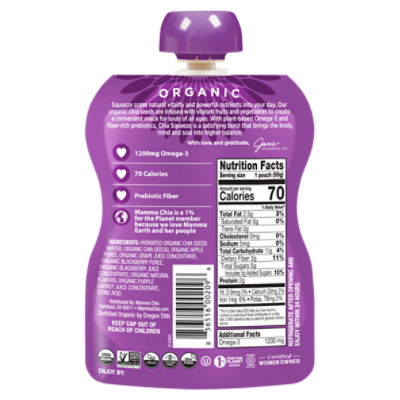 Mamma Chia Chia Squeeze Organic Blackberry Bliss Vitality Snack, 3.5 oz