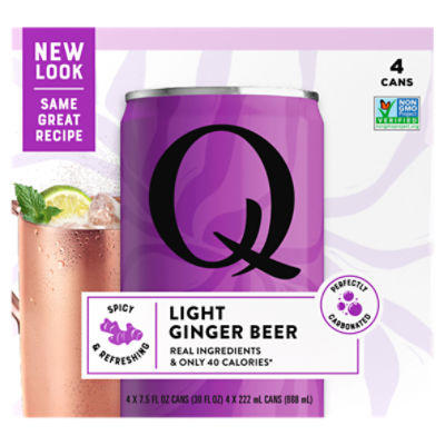 Q Light Ginger Beer, 7.5 fl oz, 4 count