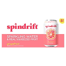 Spindrift Grapefruit Unsweetened Sparkling Water & Real Squeezed Fruit, 12 fl oz, 8 count