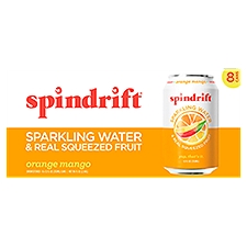 Spindrift Unsweetened Orange Mango Sparkling Water, 12 fl oz, 8 count