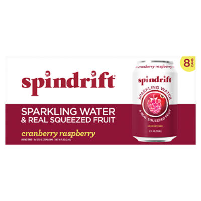 Spindrift Cranberry Raspberry Unsweetened Sparkling Water & Real Squeezed Fruit, 12 fl oz, 8 count