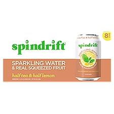 Spindrift Unsweetened Half Tea & Half Lemon, Sparkling Water & Real Squeezed Fruit, 96 Fluid ounce