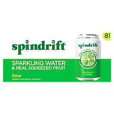 Spindrift Lime Unsweetened, Sparkling Water & Real Squeezed Fruit, 96 Fluid ounce