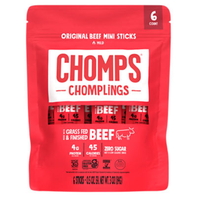 Chomps Chomplings Original Beef Mini Sticks, 0.5 oz, 6 count